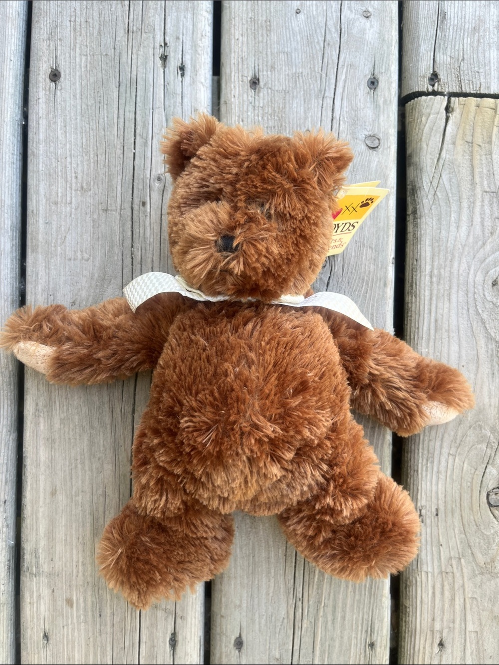 Authentic Vintage Boyds Bears Plush Brown Teddy with Cream Ribbon Tag Attached